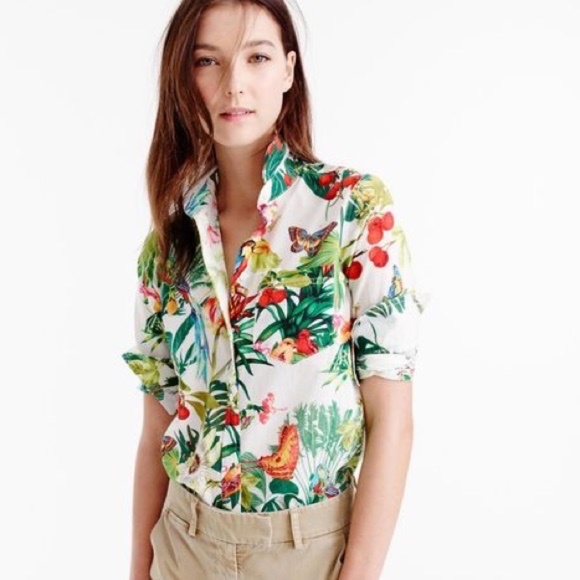 J.Crew x Ratti Cotton Button Up Boy Shirt Into the Wild Jungle Theme 6 - Picture 1 of 7